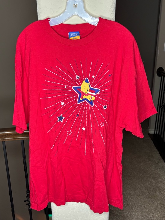 Disney Tops - Disney Vintage Red Winnie the Pooh Starburst Flag Patriotic America T Size 2X